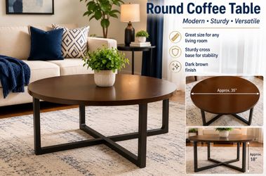 Modern Round Coffee Table – Dark Brown