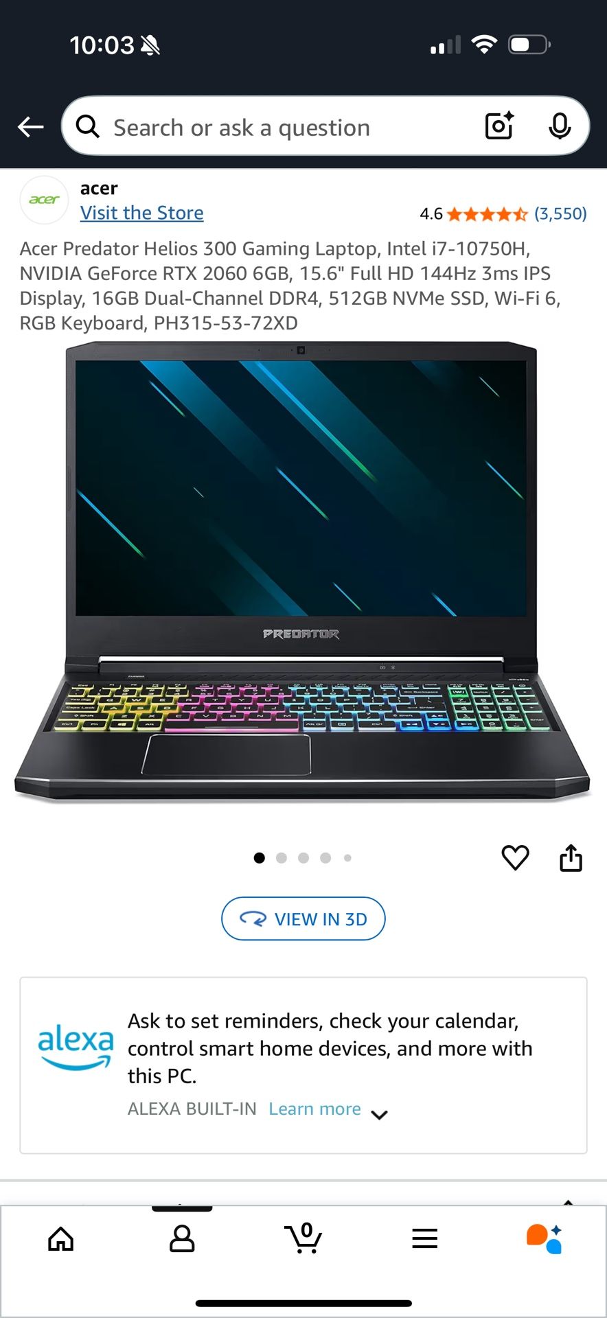 Acer Predator Helios 300 Gaming Laptop