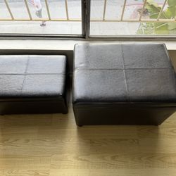 Black storage ottomans set of 2