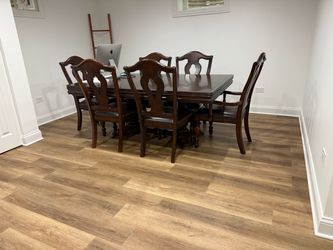 Dark Wood Dining Table with 6 Chairs