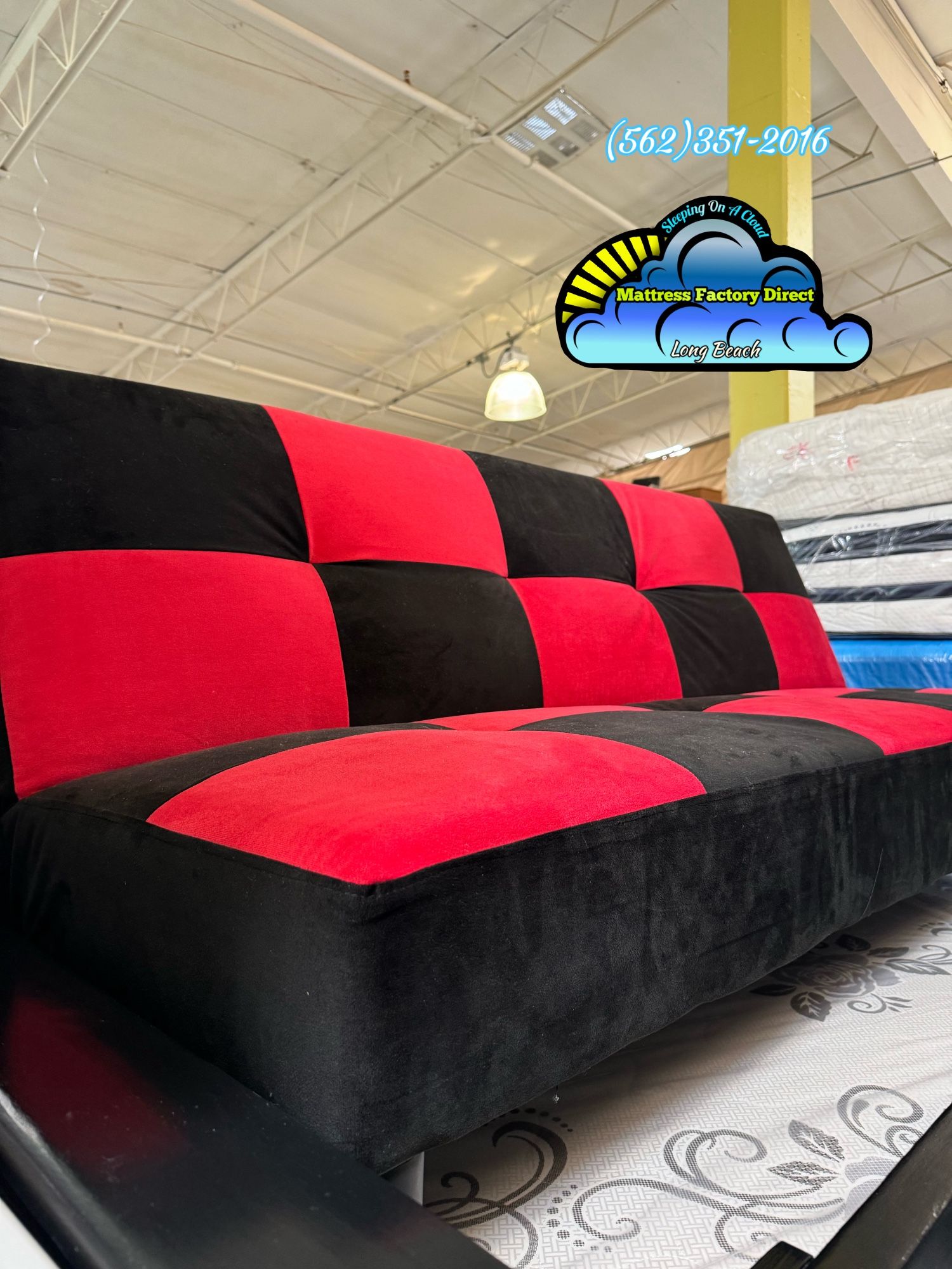 Black And Red Futon Couch Checkered New Sofa Nuevo