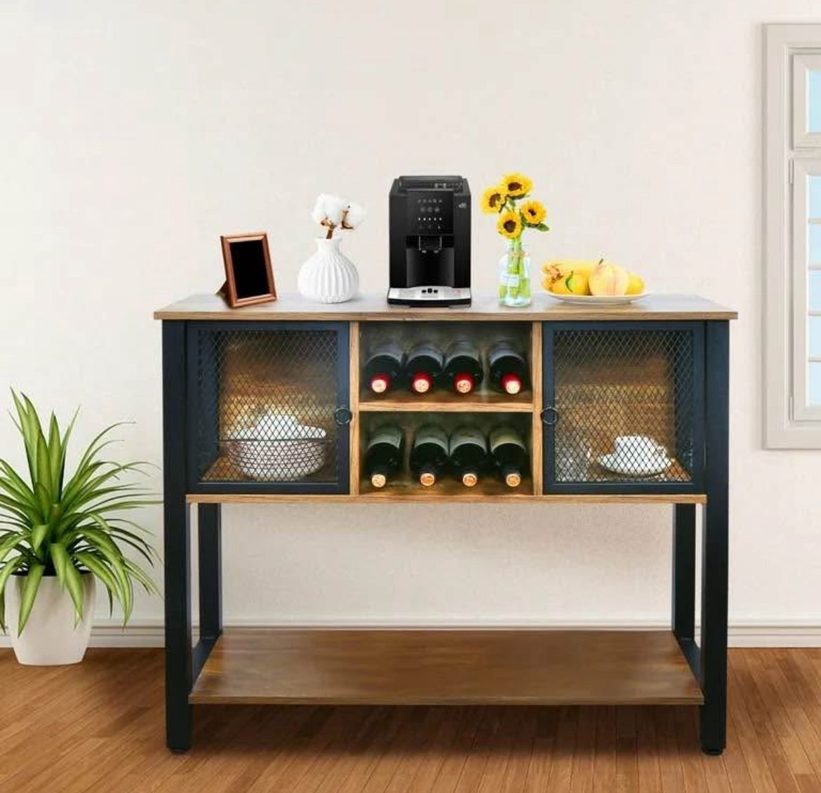 ✨ NEW Modern Industrial Bar Cabinet / Sideboard - Wine Rack, Storage & Display ✨
