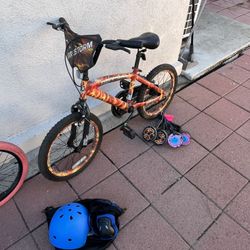 18” Kid Bicycle With Learning Kit And New Helmet Elbow Leg Protector Set $50 For EA