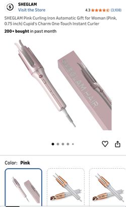 SHEGLAM Pink Curling Iron Automatic Gift for Woman (Pink, 0.75 inch