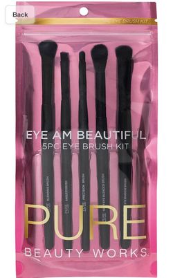 Pure Beauty Works Eye Am Beautiful 5pc Eye Brush Kit Premium Synthetic Bristles Blending Brush Eyeshadow Brush Precision