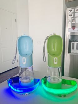 Pet portable travel water bottle and LED dog collar