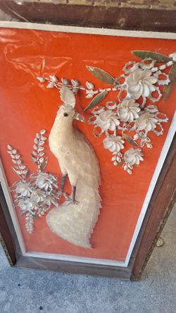 Vintage Shell Art Peacock