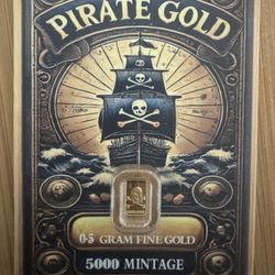 This is a 0.5 gram 'Pirate Gold' fine gold bullion bar.