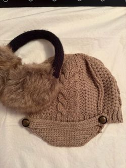 Knit Winter Hat with Faux Fur Earmuffs