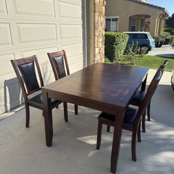 Brown Dining Table Set with 4 Chairs