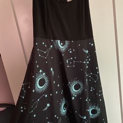 Super Cute Black & Teal “Universe” sundress NWOT