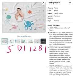 Virine Baby Monthly Milestone Blanket Boy, Girl, Unisex | Baby Age Blanket | Baby Growth Chart Blanket | Baby Milestone Blanket Boys 60"x40" | Month 