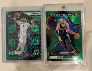 2024-25 Panini Prizm - Deep Space Victor Wembanyama #2 Green & RC Castle Spurs