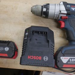   18V Bosch 1/2" Hammer Drill Tool (HDH181X) + (2) 4.0ah Batteries + Fast Charger . used. tested. in a good working order. 