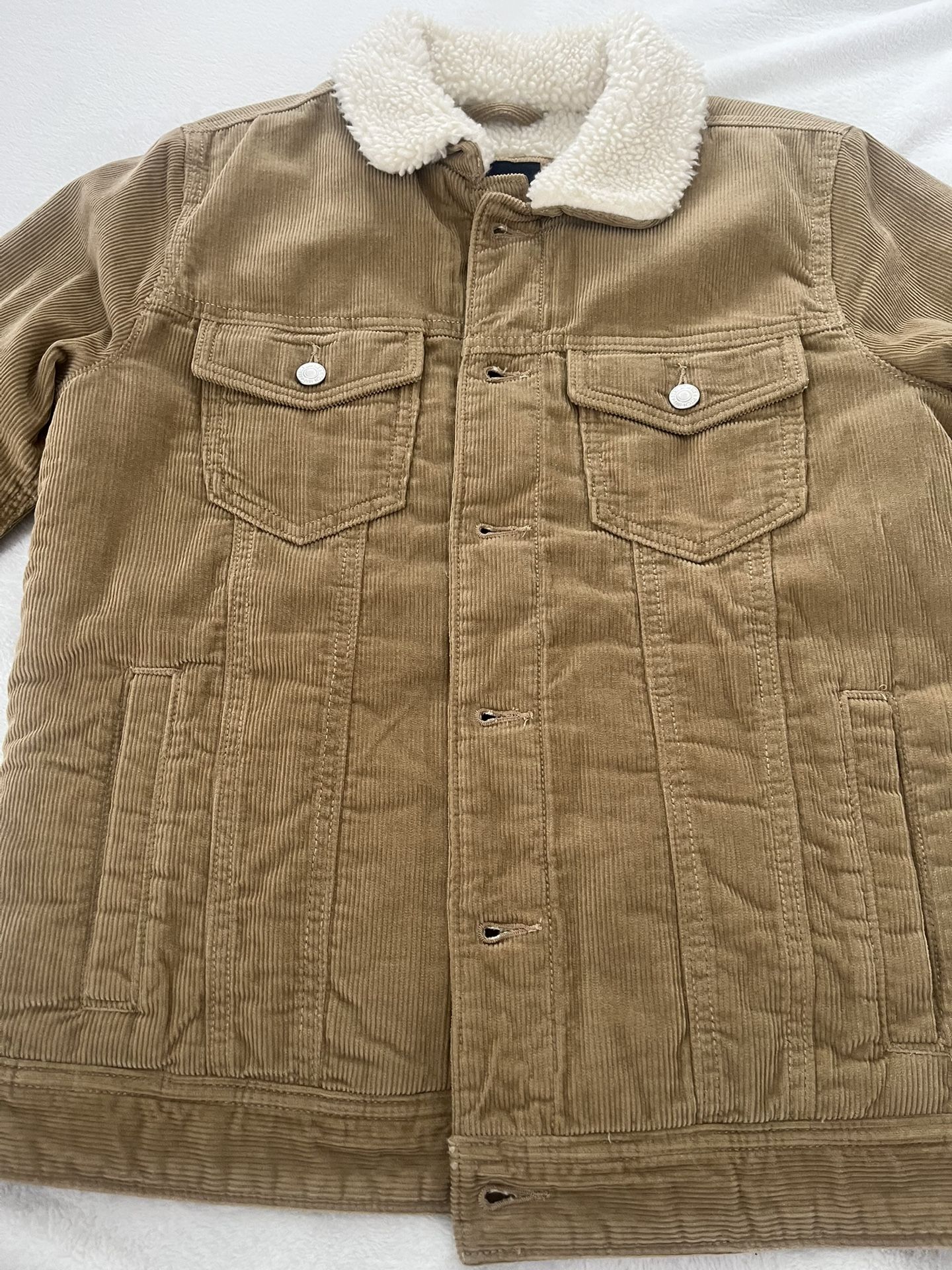 Abercrombie & Fitch Men Brown Corduroy Sherpa Lined Jacket Small