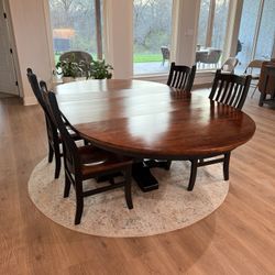 Solid Hardwood Amish-Made Dining Table & Chairs