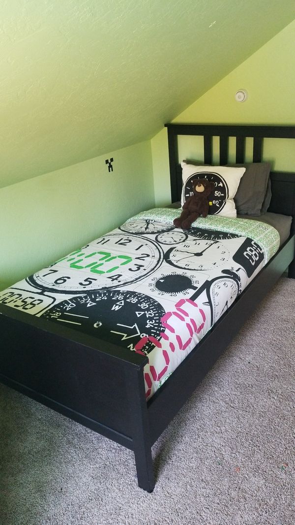 I Kea Hemnes Twin Bed Frame Black And Mattress For In Post Falls Id Offerup
