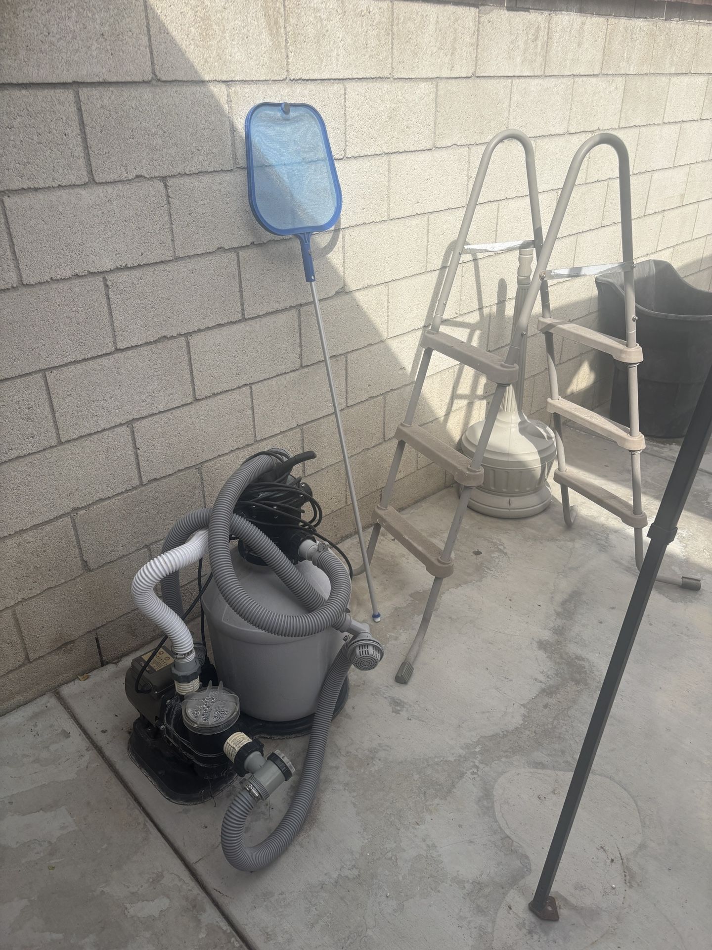 pool filter ladder and net