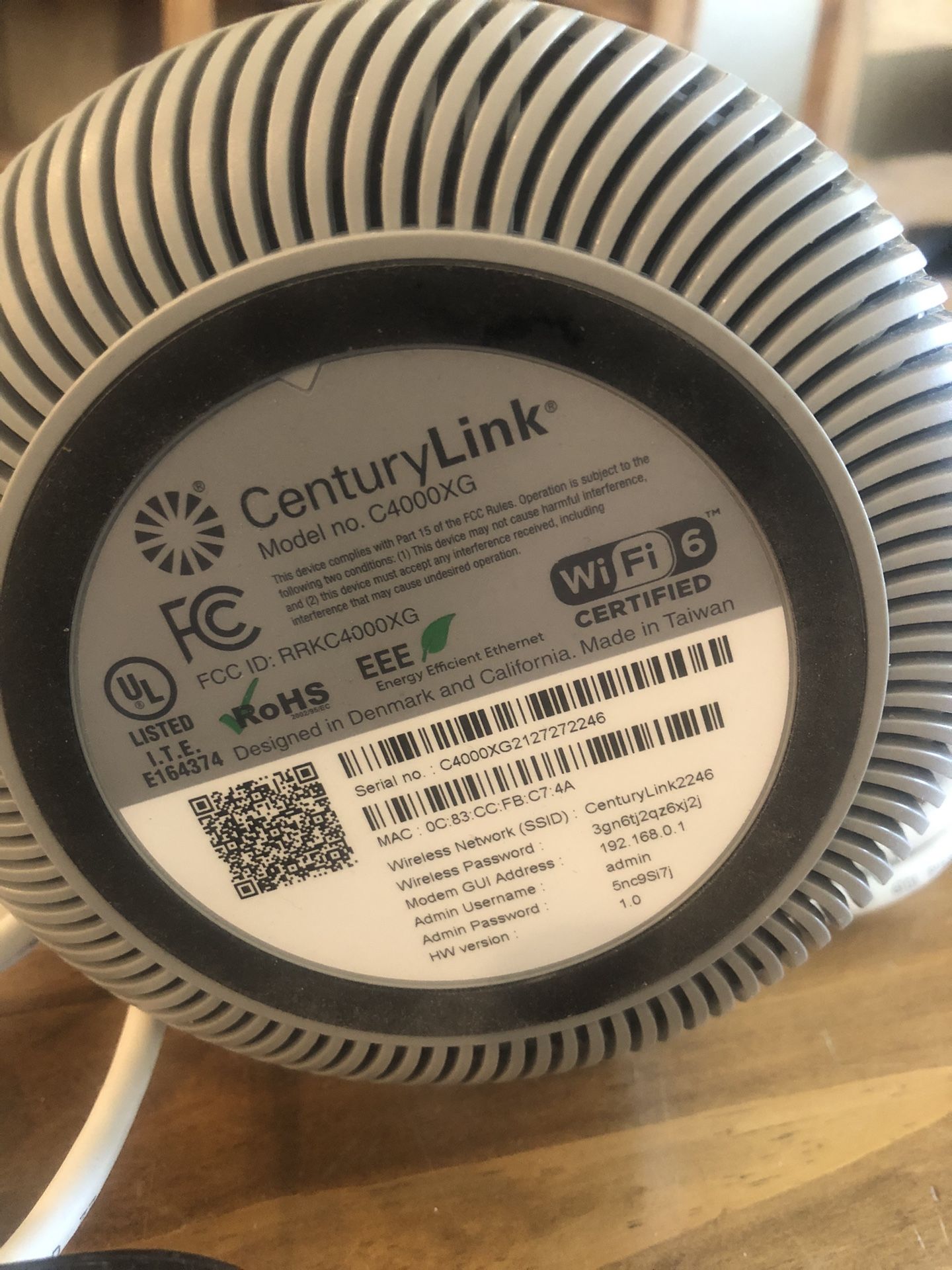 Century Link. WiFi 6 Modem