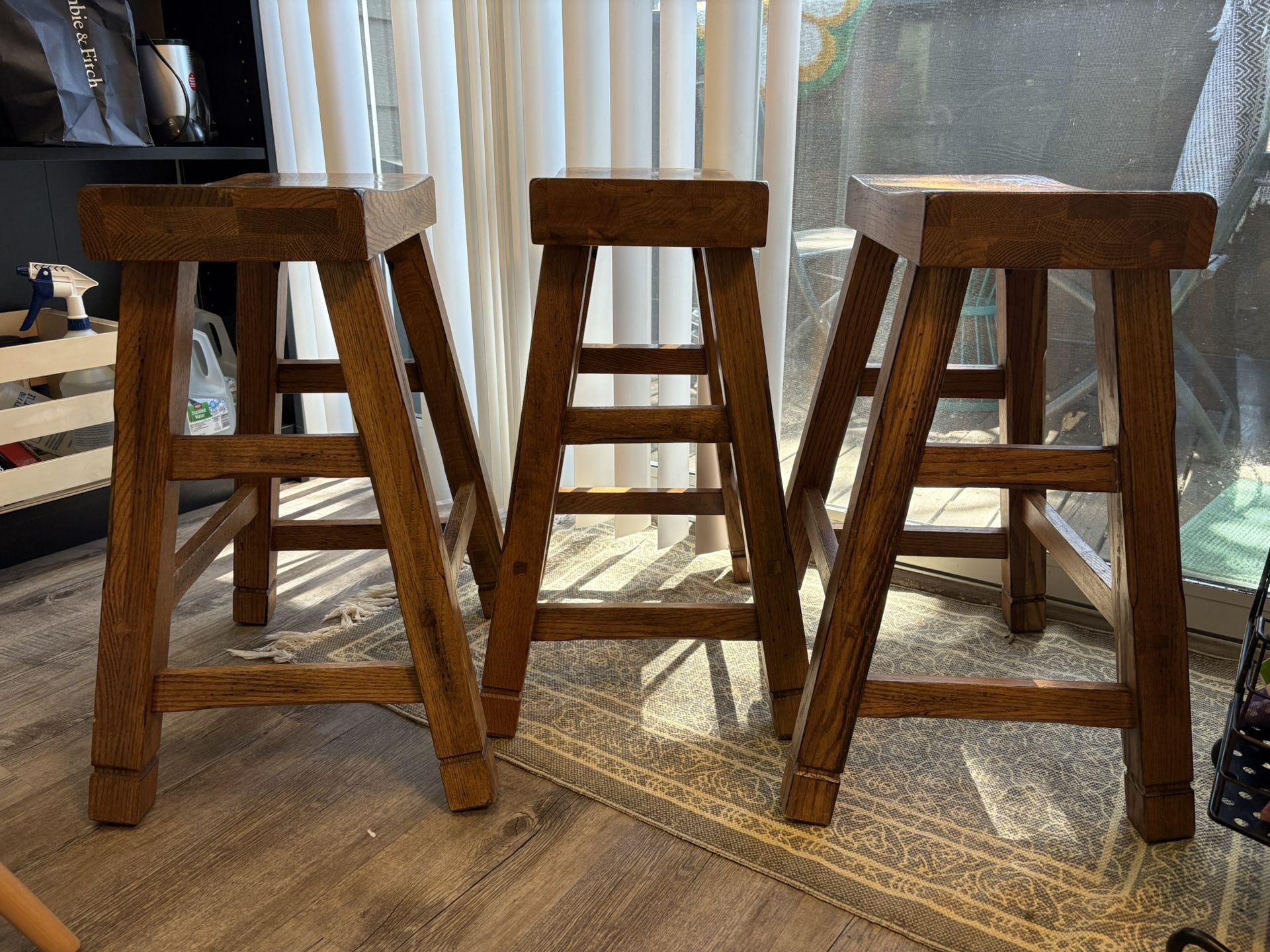 Real wood stools (set of 3)