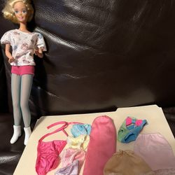 Vintage Barbie Doll And Clothes