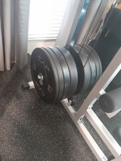 HOME GYM FREE DELIVERY - CABLE MACHINE + 260 LBS. OLYMPIC BUMPER PLATES + 7 FOOT OLYMPIC BAR + AB BENCH + RACK STAND