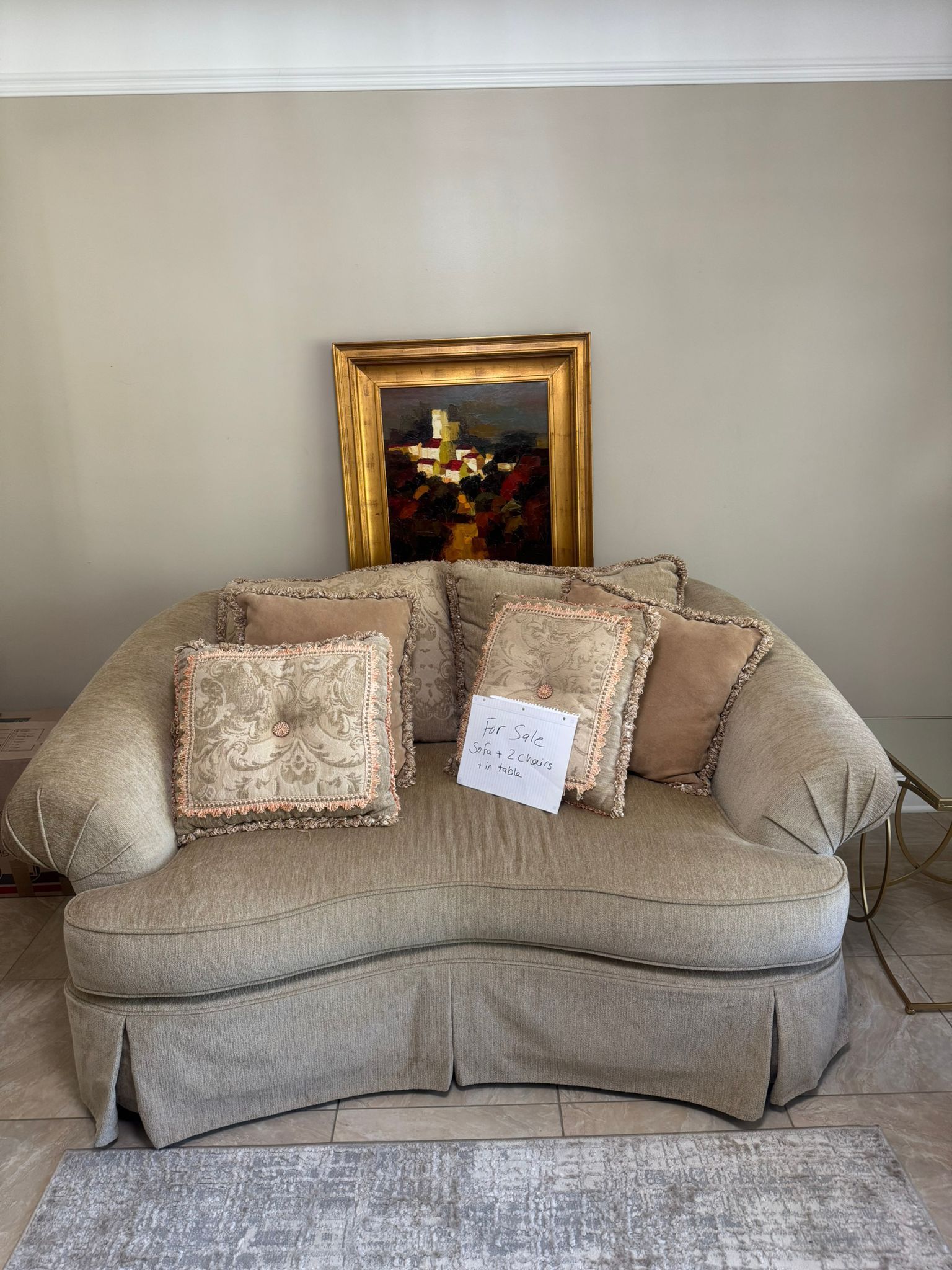 Couch sofa and two dining chairs
