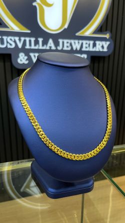 Handmade Cuban Link Chain Gold Over Silver 10MM 18” With Traditional Box Lock