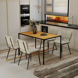 Homy Casa Milliken 5 Piece Dining Table Set with 4 Pomona Upholstered Chairs (Local PickUp)