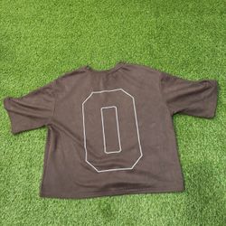 Brown Oversized Number 0 Graphic T-Shirt