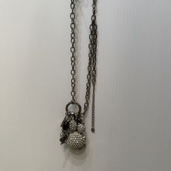 Vintage Charm Cluster Necklace Silver Tone Chain Signed NENA