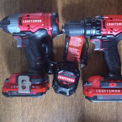 $100 No Less Craftsman V20 Drill And Impact Driver Kit With Batteries Charger And Carry Bag