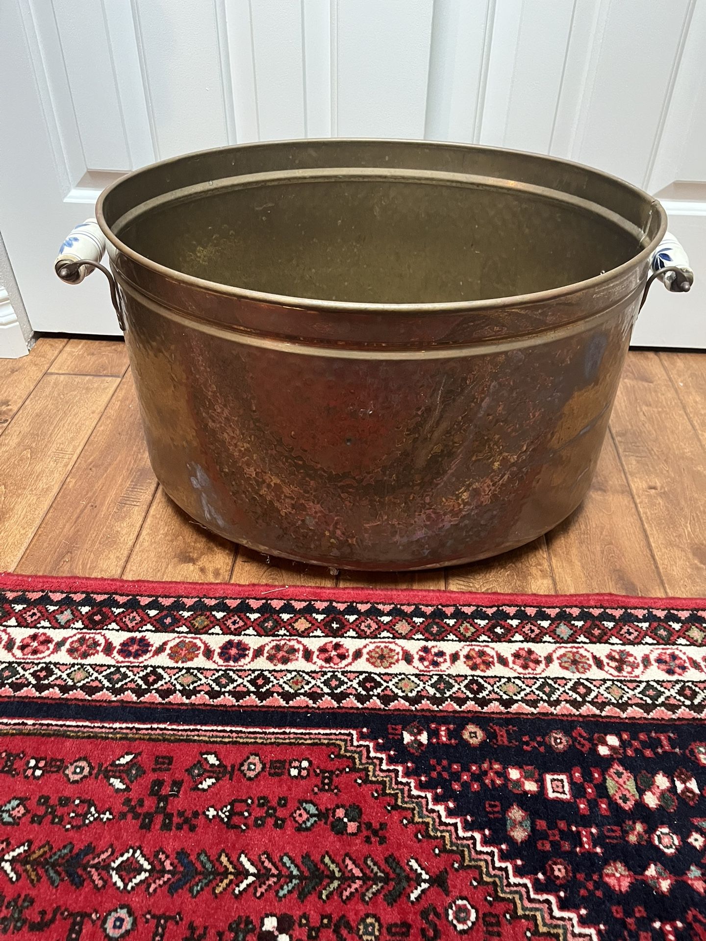 Industrial Brass Container With Porcelain Handles