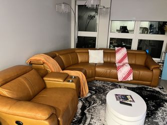 Wade Logan Ayshea Power Reclining L-Shaped Leather Sectional Sofa