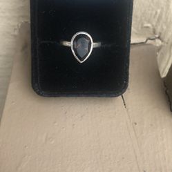 Beautiful Vintage Sterling Silver .925 Pear Shaped Smokey Topaz Size 5.5-5.75