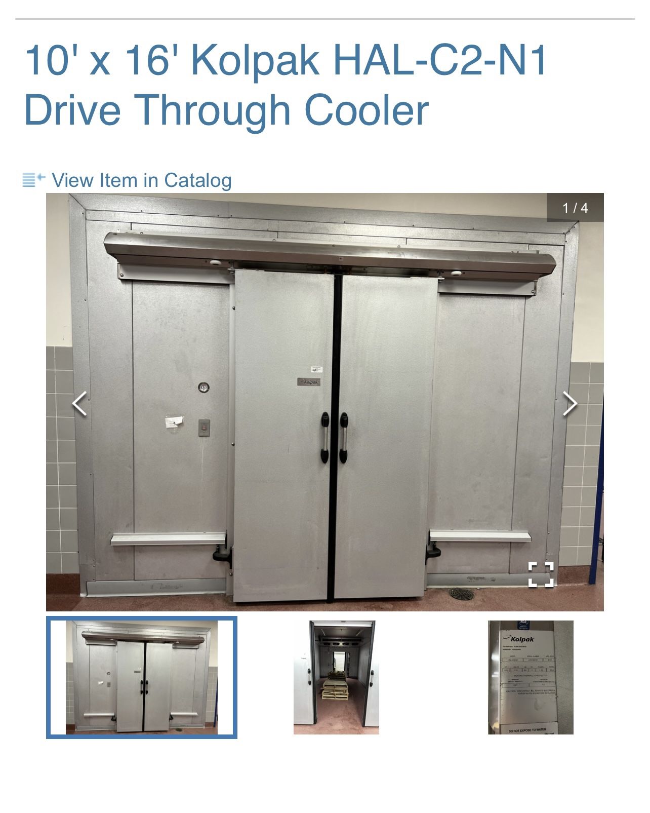 Drive Through Cooler 10’x16’ Kolpak