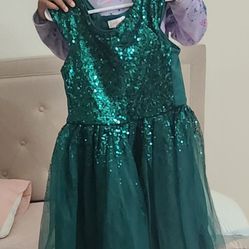 Green Sequined Xmas Dress For Little Girl