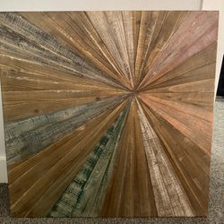 handmade wooden radial starburst wall decor.