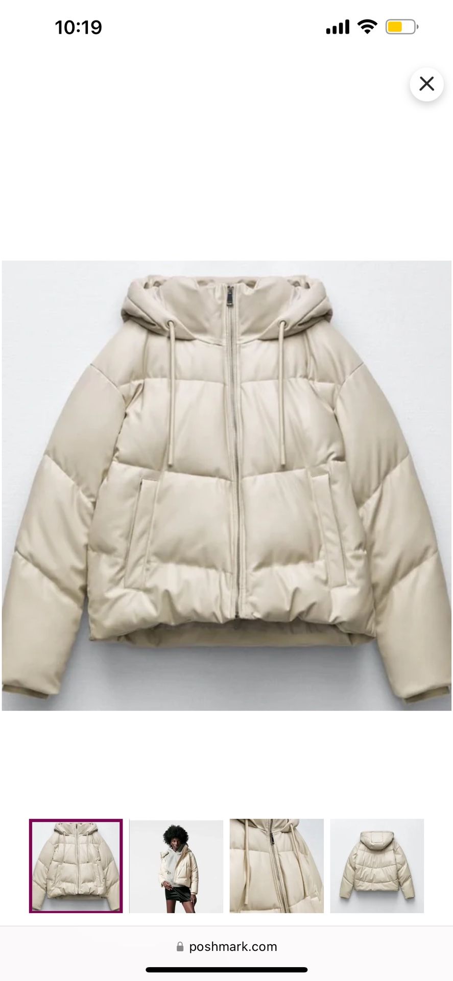 Zara Leather Puffer Jacket