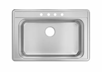 Shop Glacier Bay 33 in. Drop-In Single Bowl 20 Gauge Stainless Steel Kitchen Sink