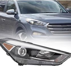 For 2016 2017 2018 Hyundai Tucson Halogen Headlight Headlamp Assembly W/LED DRL Right Passenger Side Black Housing Replaces HY 92102-D3150