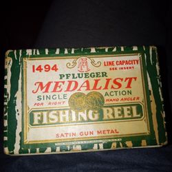 Vintage Pflueger Medalist 1494 Fly Fishing Reel And Palamine Lure Number 5005.