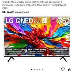New in Box, “75 LG QNED92A 2025 TV