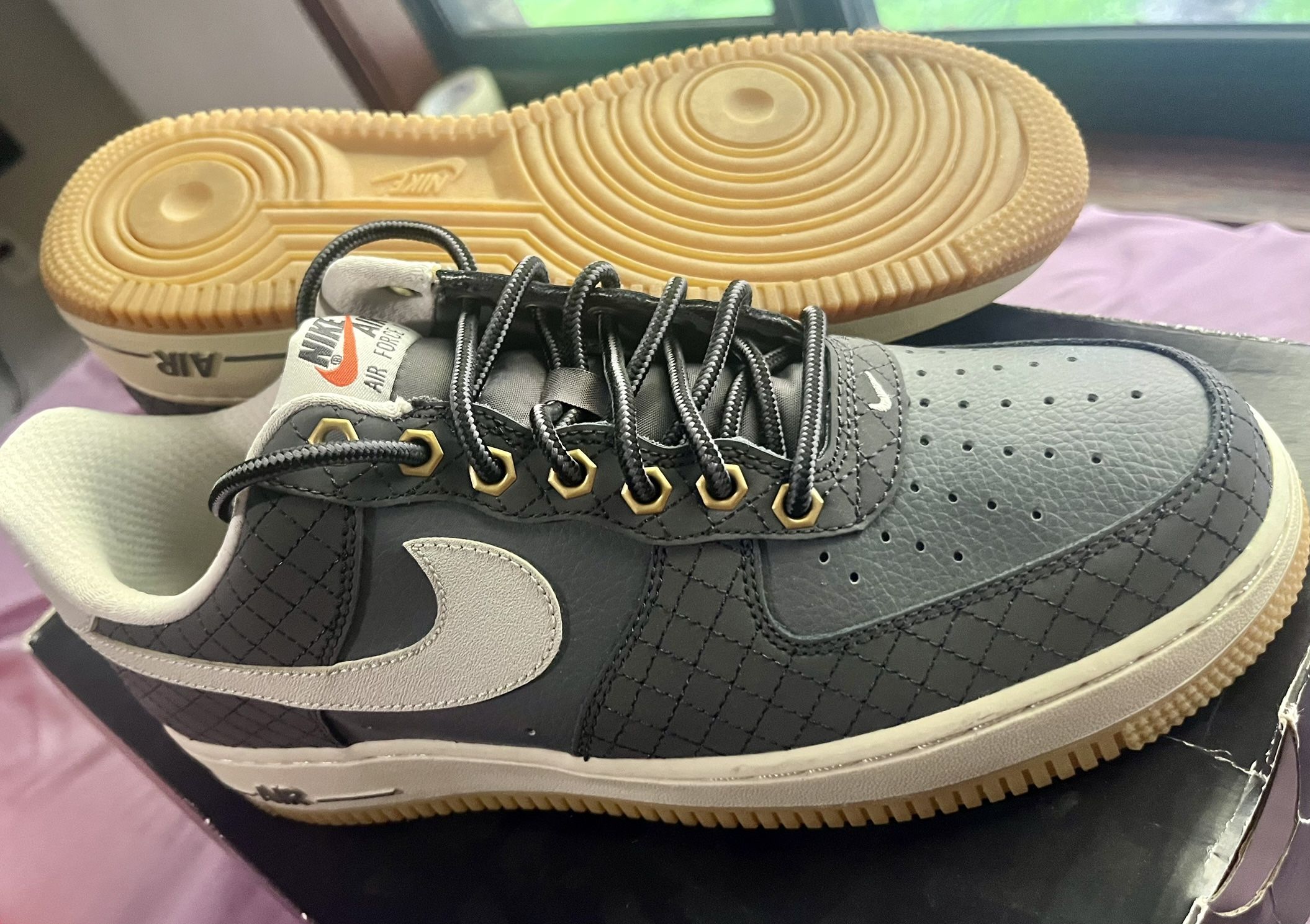 Size 8M/9.5W- Nike Air Force 1 Low Dark Grey Light Bone Gum