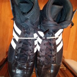 ADIDAS{black&white striped lace up+monk strap wrestling shoes