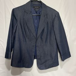 Nine West Womens Blue Stretch Jacket / Blazer 12