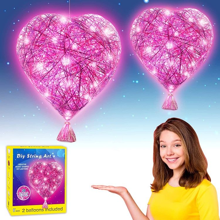3D String Art Craft for Kids DIY LED Heart Lantern Heart Shaped DIY Light
