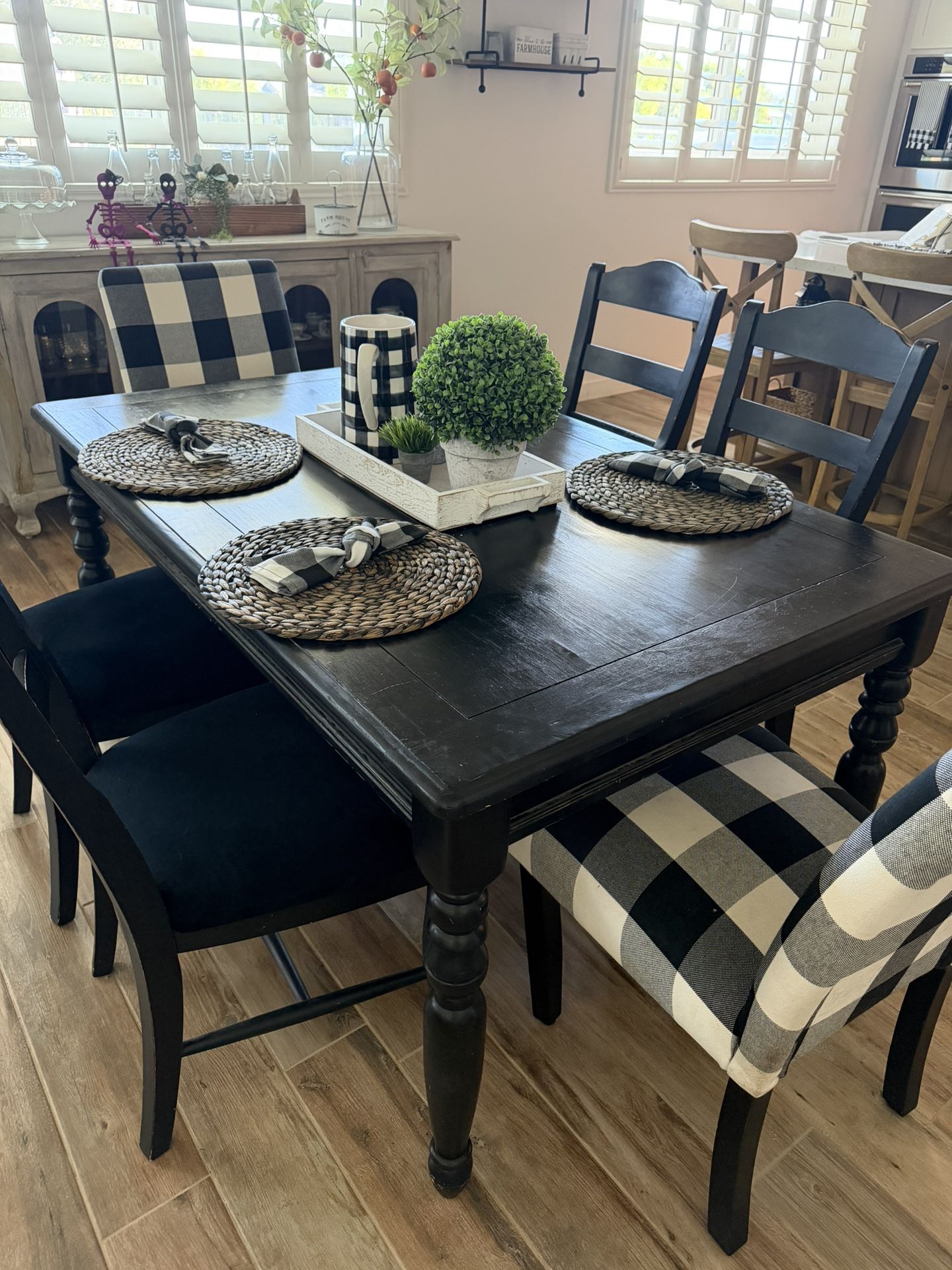 Farmhouse Black Dining Table & Chair Set