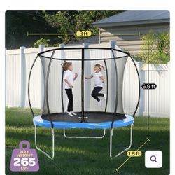 JoyBerri 8’ trampoline  UNUSED! Black