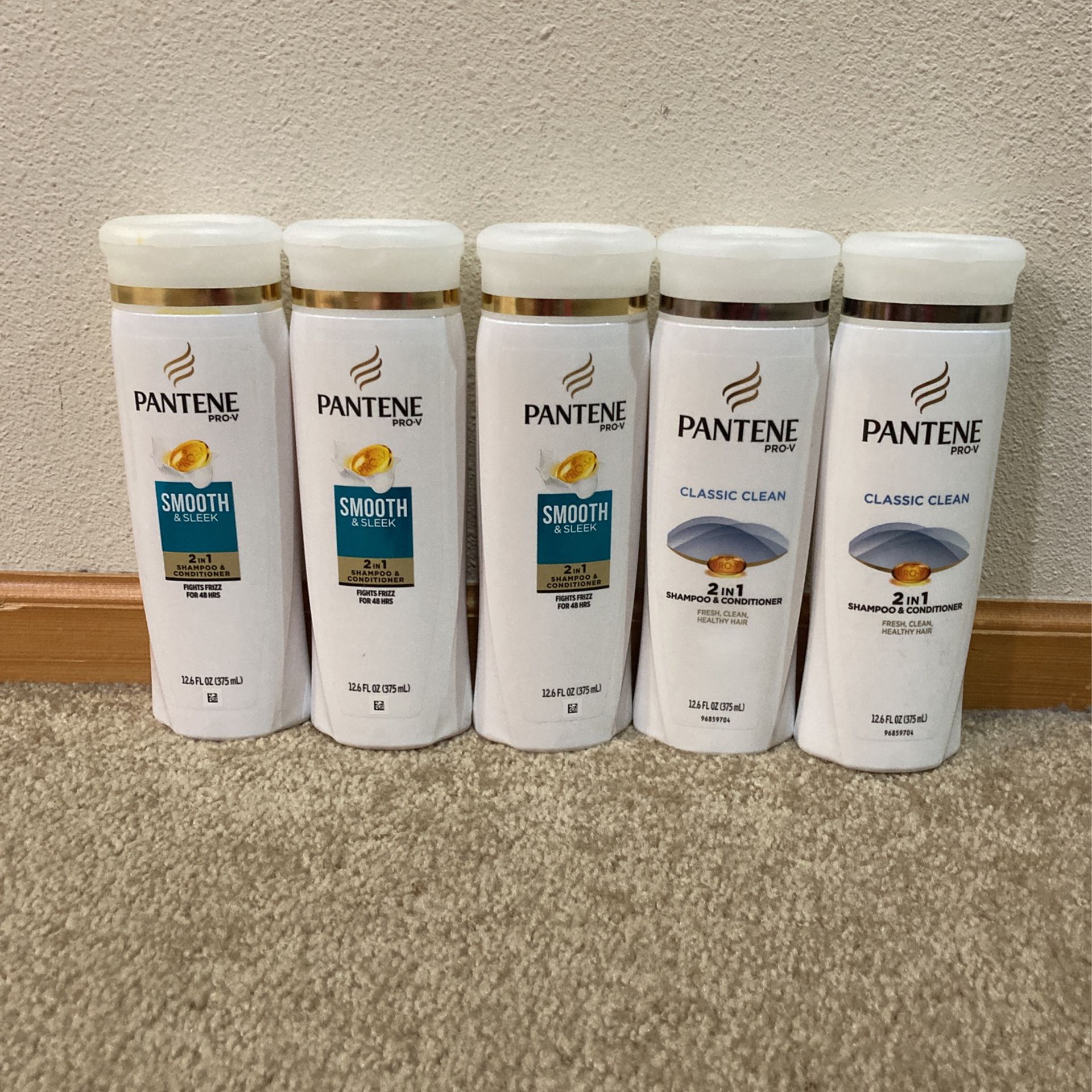 5-pcs Pantene 2-in-1 Shampoo & Conditioner, 12.6 fl oz each